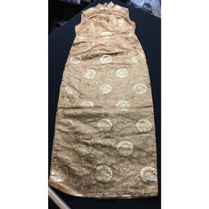 Vintage asian Chinese Qipao Dress 1960s Floral Roses gold  Cheongsam 60s